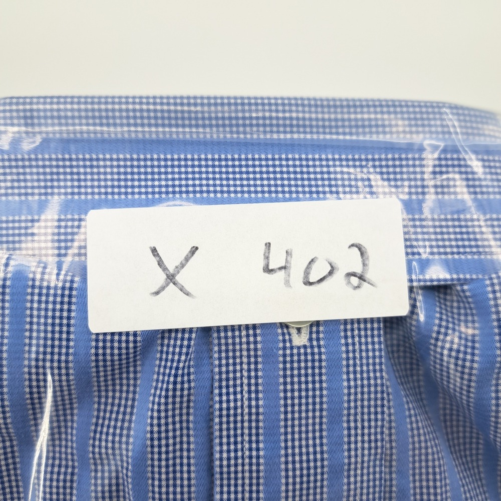 Paul Fredrick Classic Fit Dress Shirt Mens 16.5 x 35 Cotton Blue Striped Check - Picture 9 of 9